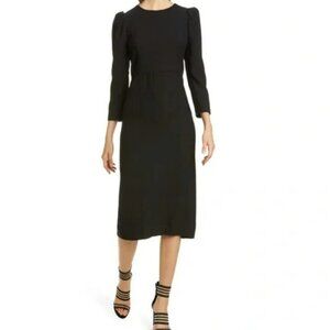 Veronica Beard Black Geoff Puff Shoulder Midi Dress Size 2 Made in USA MSRP $595